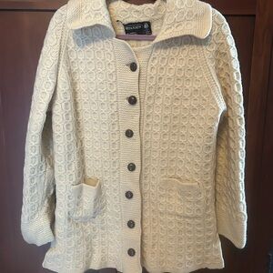 Authentic wool knit Irish Sweater Cream Women's Sweater m/l size